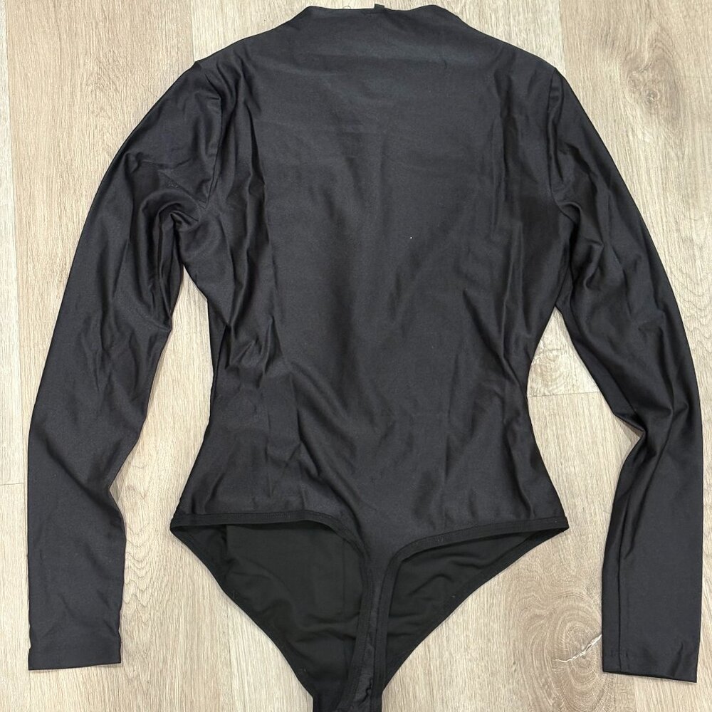 Skims Womens Black Zipper Front Bodysuit